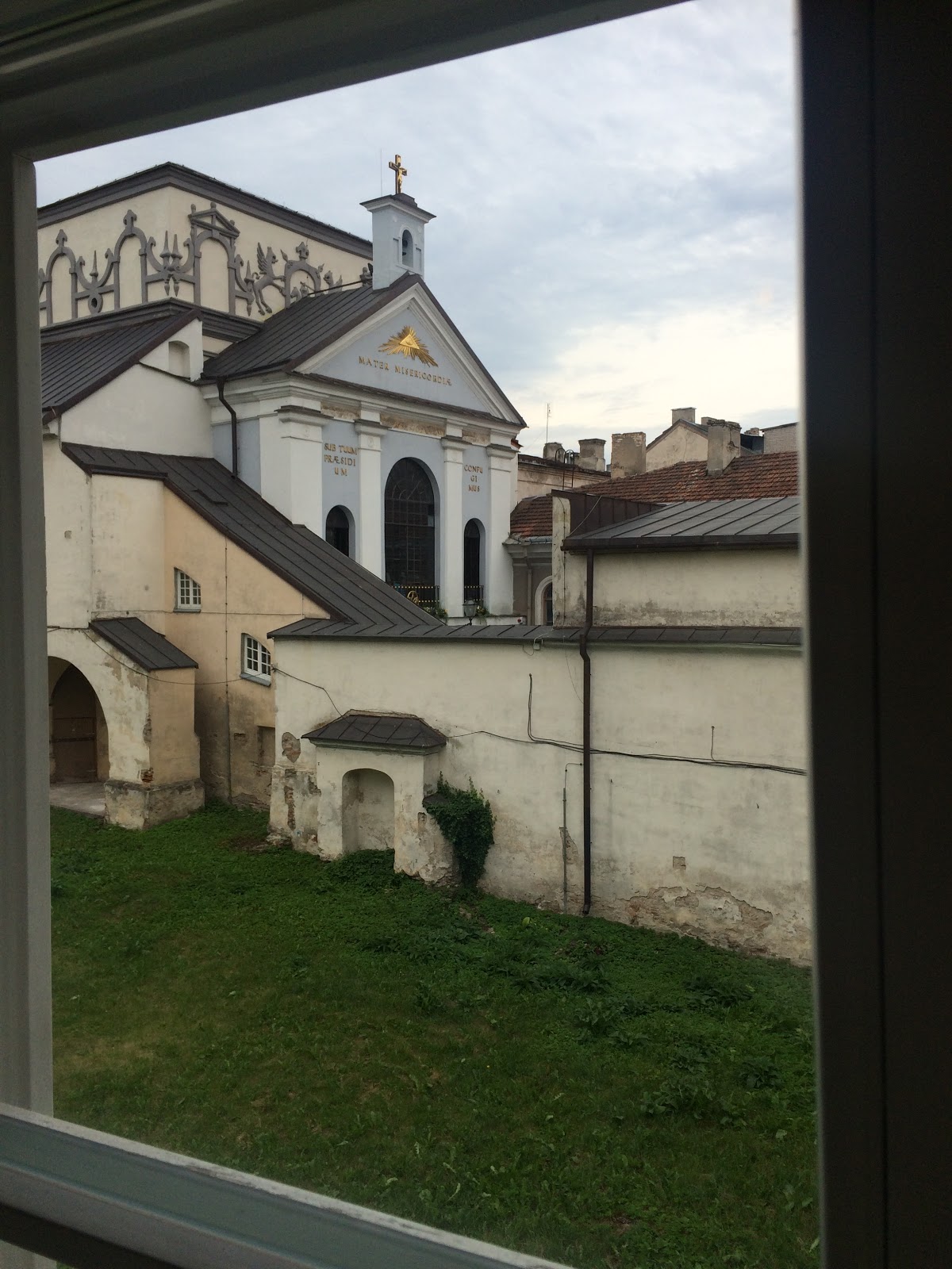 The view from our room at Domus Maria. Just behind this church is the "Gate of Dawn" which is one of the original gates of Old Vilnius.